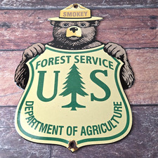 Vintage Smokey the Bear Sign - Porcelain Gas Pump Forest Service Sign picture