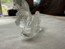 Vintage Clear Pressed Glass Scottie Dog Candy Container Scottish Terrier picture