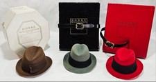 Vtg Dobbs Fifth Avenue Miniature Salesman Sample Fedora Hats w/Hat Box Lot of 3 picture