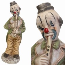 Vtg Hobo Clown Man Playing Saxophone Green Coat Figurine Sculpture Circus picture