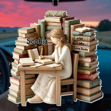 Personalized Girl Loves Books Christmas Ornament Reading Librarian Ornament Gift picture
