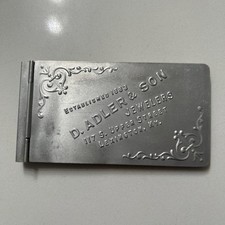 Antique Aluminum Advertising Pocket Notebook D Adler & Son Jeweler Lexington KY picture
