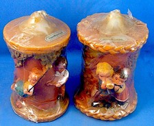 2 Vtg GUNTER KERZEN Hand Carved Eternal Wax Art Candles West Germany, Sealed,New picture