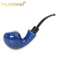 MUXIANG Ceramic Tobacco Pipe 9mm Blowfish Clay Smoking Pipe Acrylic Bent Stem picture