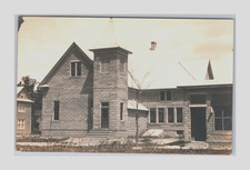 UU AZO-sb RPPC Stone Chapel (left) Attatched (right) Post Office 