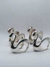 Vintage Japan Silver Tone Swan Napkin Rings Set of 4 Tarnish Resistant AS IS picture