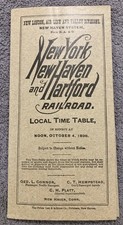 1896 NY NH H Railroad Local Time Table New London Air Line Valley Divisions picture