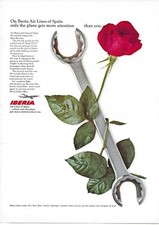 1968 Iberia Air Lines Spain Monkey Wrench Rose Vacation Color Original Print Ad picture