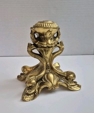 Globe Vanity Table Lamp Ornate Base Ormolu VTG 24kt Gold Plate Hollywood Regency picture