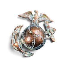 ​USMC M1920 Eagle Globe Anchor EGA Cover Emblem Vintage WW2 Bronze Screw Back... picture