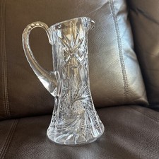 Crystal Clear Hand Cut Pitcher, Lead Crystal, Germany, Stunning Piece 9.5” picture