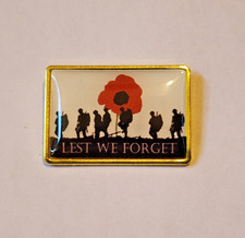 Lest We Forget Veterans Memorial Red Poppy Lapel Brooch Hat Pin picture