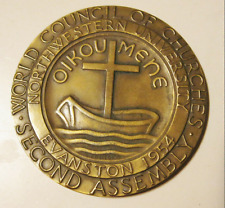 Bronze Medallion World Council of Churches 1954 Evanston Northwestern Oikoumene picture
