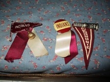 MA. Three Vintage Menomonie Wisconsin High School Indians Badges Pins picture
