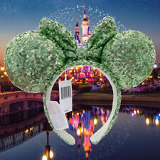 DisneyParks Green Minnie Mouse Bow Sequins Ears Mickey Headband Ears US picture