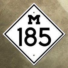 Michigan state route 185 highway marker road sign 1949 Mackinac Island picture