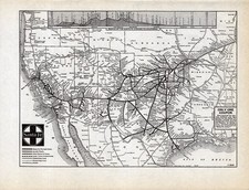 1937 Antique Santa Fe Railroad Map Vintage Santa Fe Railway Map  2549 picture