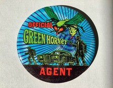 Official Green Hornet Agent 1966 pin back button 4” picture