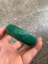 Excellent Tibetan Turquoise Hand Carved *Chi Dragon Motif* Bangle Bracelet  picture