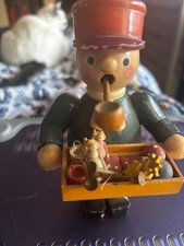 Vintage Wooden Smoker Incense Burner Erzgebirgische Volkskunst Toy Seller 5.75