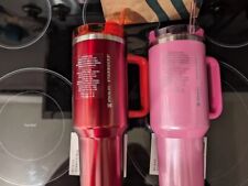 Set of 2 NEW STARBUCKS X STANLEY 2023 PINK and HOLIDAY RED BUNDLE 40oz TUMBLERS picture