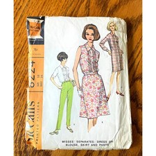 Vintage 1960s McCalls 8224 Sewing Pattern Size Sm 14 Dress Blouse Pant COMPLETE picture