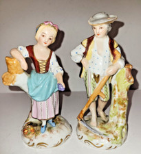 Sevres France Farm Lady & Man Figurine Antique Porcelain Hand Painted RARE Vtg picture