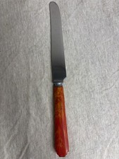 Vintage G.S.C. CO Red Orange Marbled BAKELITE Dinner Knife picture