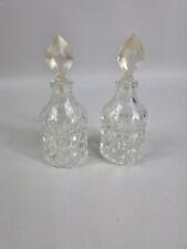 2 x Vintage Cut Glass Perfume Bottle Pair  With plastic Stoppers picture