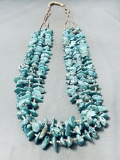 EXCEPTIONAL 254 GRAMS VINTAGE NATIVE AMERICAN NAVAJO HEISHI TURQUOISE NECKLACE picture