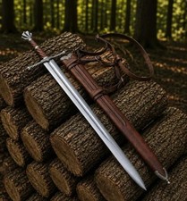 Medieval Ranger Longsword Replica - Fantasy Knight Sword with Leather Scabbard picture