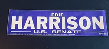 TWO Edie Harrison For US Senate Campaign Bumper Stickers — Virginia — 1984 picture