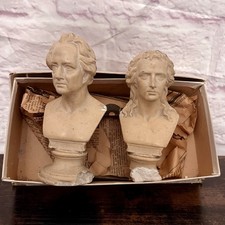 Vintage Goethe & Schiele Bust Statues 6” Pair Plaster Sculptures Art picture
