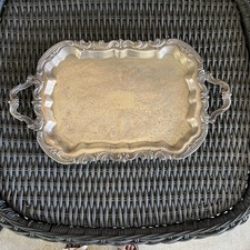 Vintage FB Rogers Silverplated Tea Tray, Lady Margaret Butlers Tray, 24