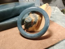 Guatemalan Jadeite Bangle Bracelet 55.5mm x From Rough Guatemala Blue Jade Slab picture