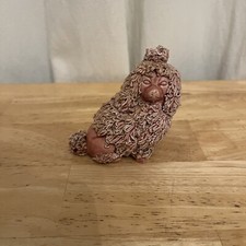 Pink Spaghetti Poodle MCM  Ceramic Dog Figurine Excellent Vintage picture