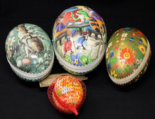 VINTAGE Group of 4 Paper Mache Easter Egg Containers GERMANY, 3