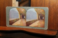 Antique Stereoview 1905 Tunneled Axenstrasse Lake Lucerne Switzerland picture