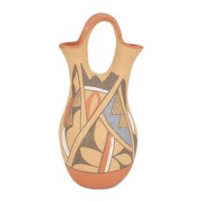 Vtg Jemez Pueblo Wedding Vase Native American Pottery Southwest Polychrome 8.5