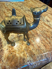 Vintage solid brass, Egyptian camel figurine lidded container/incense burner picture