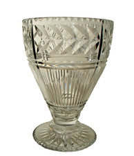 Vintage Cut Crystal Centerpiece Vase Pedestal Bowl Vase with Laurel Band 8 3/4