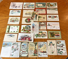 Antique Vintage Postcards Christmas Winter Early 1900s Farm Country Maine 29 pcs picture