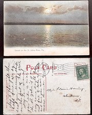 1910 Sunset on the St. Johns River Fla Florida Rotograph B5 picture
