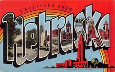Nebraska NE Greetings From Large Letter State Capitol Linen 6162 Postcard picture
