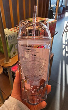 2026 New Starbucks Korea Cherry Blossom Cat Glass Cold Cup 500ml Sakura Tumblers picture
