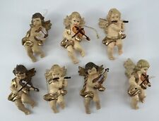 Lot of 7 Vintage MCM Cherub Angels Playing Music Ornaments Wall Decor picture