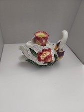 Vintage Porcelain Swan Bird Fitz and Floyd Candlestick Holder Candle Tulips 1995 picture