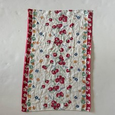Vintage Cotton Kitchen Towel with Red Strawberries Floral & Leaf Pattern 24