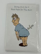 Funny Get Well Soon Greeting Card Cartoon Man Syringe Pain In The Butt picture
