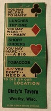 Vintage DINTY’S TAVERN Matchbook Cover, Westby, Wisconsin picture
